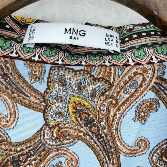 MNG Abstract Pattern Print Light Blue Shirt Size 8 - Picture 3 of 4